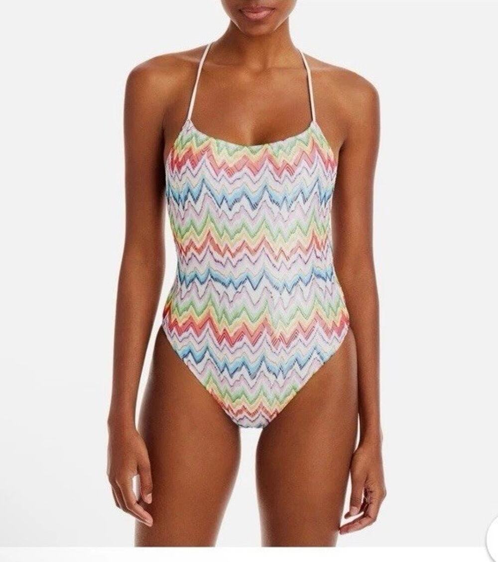 Missioni Swimsuit 296892 Multicolor Chevron One Piece Size 44 US Sz 8 NWT $689